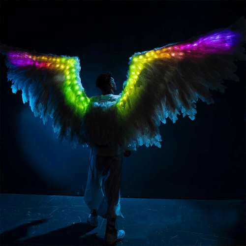 Large White Mechanical Wings with LEDs