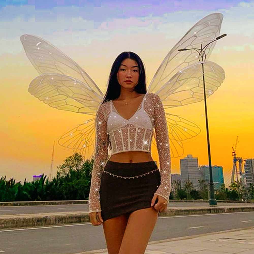 fairy cosplays wings decorated with sequins
