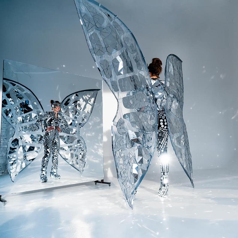 huge mirror wings for show