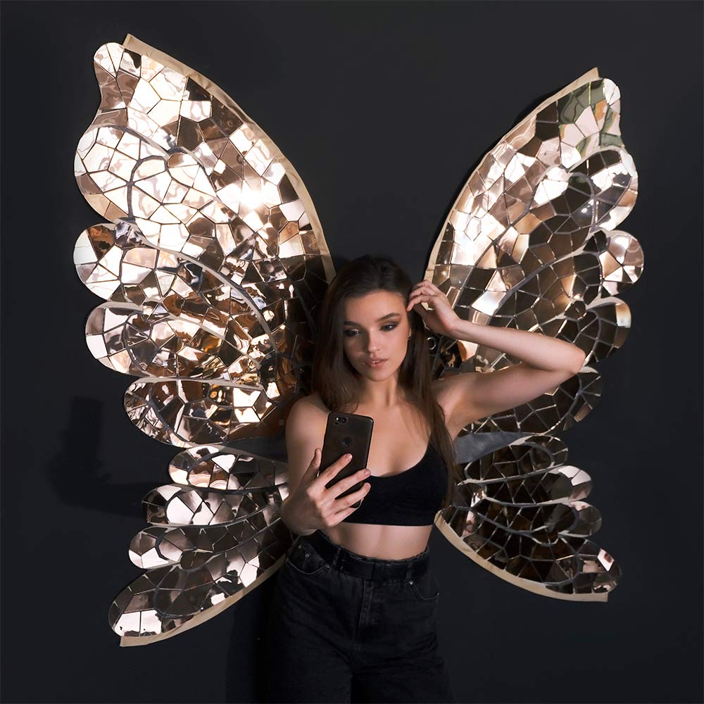Shatterproof Acrylic Mirrors, Several Sizes Etched Butterfly Big Wings Mirrors 