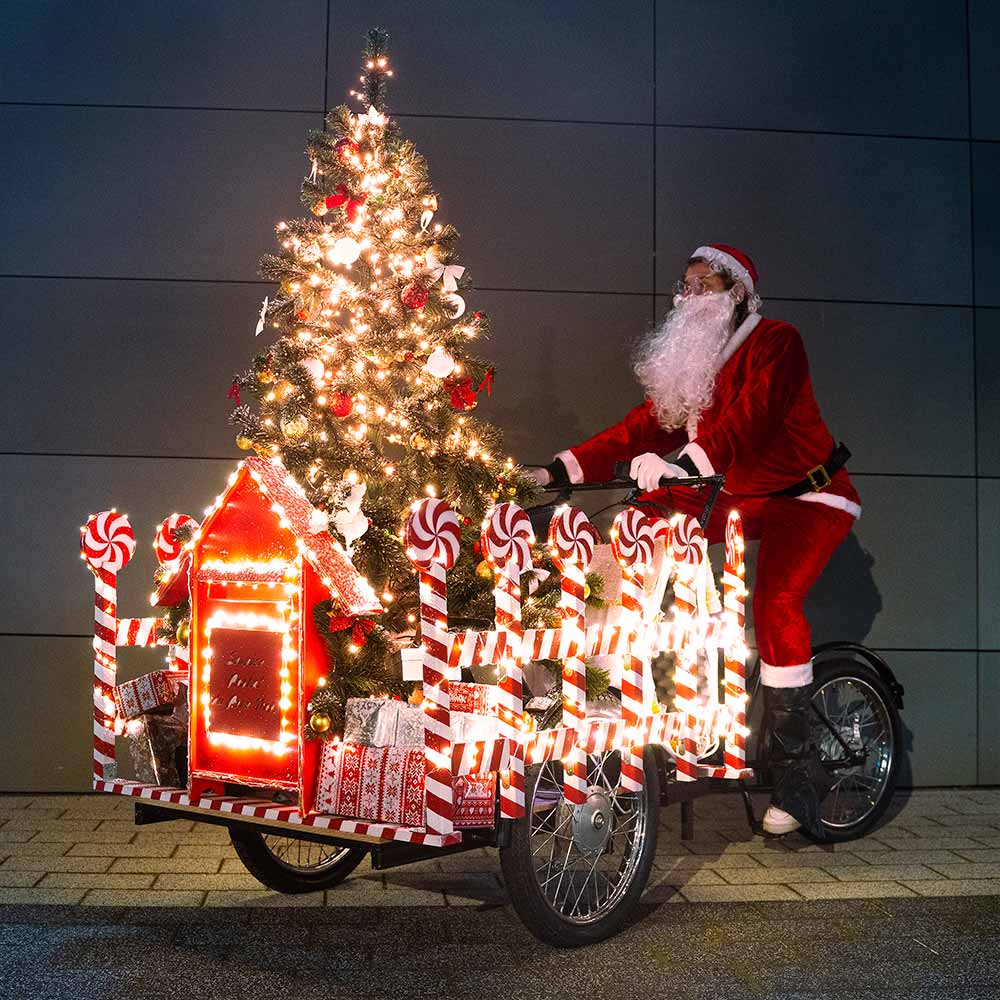 Christmas light up Santa Claus sleigh is a decoration for your performance