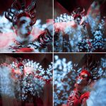 mirror-red-and-white-bodysuit-with-a-mirror-crown-for-event-and-dancing-on-stage