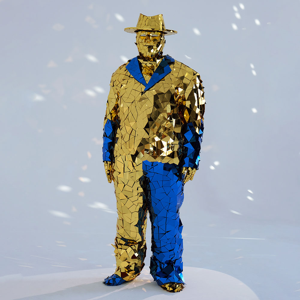 This yellow and blue Mirror Man costume will definitely fit the Mardi Gras Festival