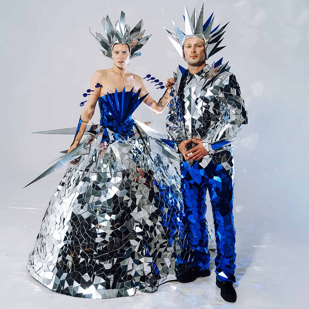 Mirror Man King Costume with Headdress and Disco Ball effect_O666 - by ETERESHOP