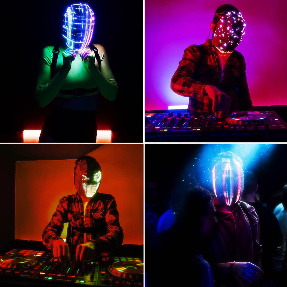 designer Alfabetisk orden lille LED High Density Screen light up Rave DJ Mask - by ETERESHOP