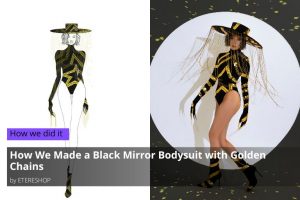 Custom made Beetlejuice mirror dance costume with feathers