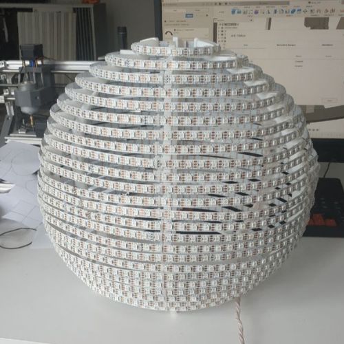 Inner LED sphere for a custom made light up helmet