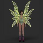 Large glow-in-the-dark wings with mirror bodysuit to order