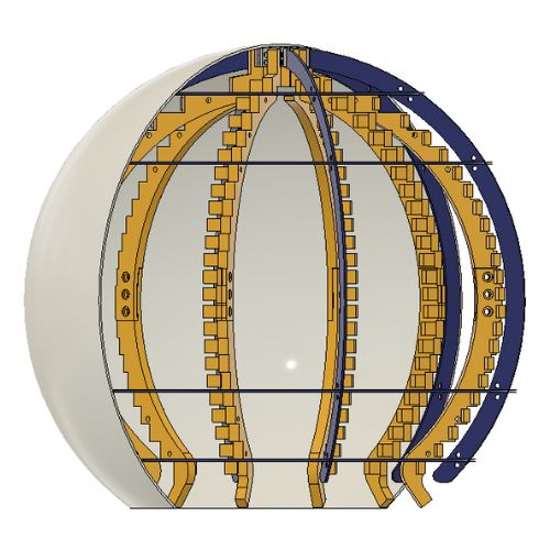 PET frame for holding LED sphere at the center of the round plastic sphere