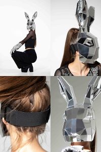 3D Mirror Polygonal Rabbit Mask on the face - by ETERESHOP