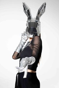 3D Mirror Polygonal Rabbit Mask on the face - by ETERESHOP