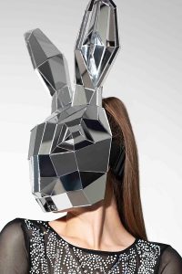 3D Mirror Polygonal Rabbit Mask on the face - by ETERESHOP