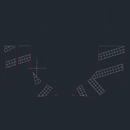 a sketch of the overshoes with the layout of the mirror