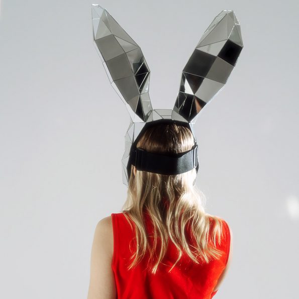 3D Mirror Polygonal Rabbit Mask on the face - by ETERESHOP
