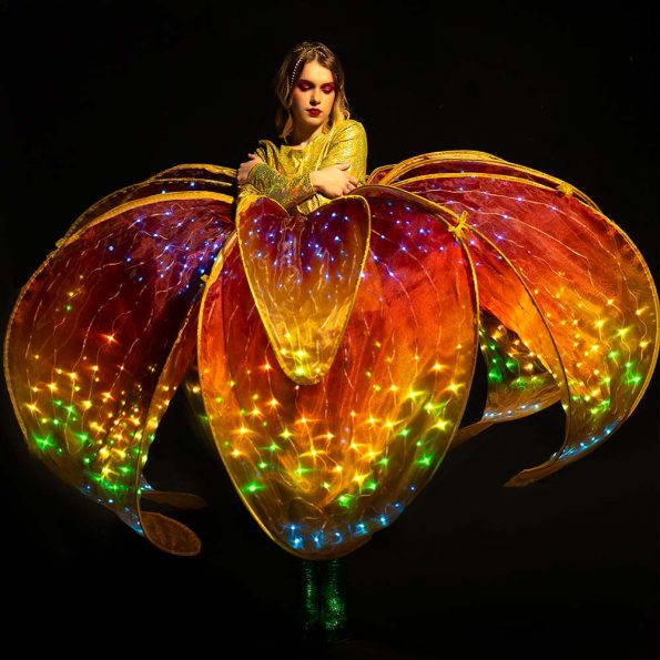 LED Glow-in-the-Dark Flower Dress for Artist Performances