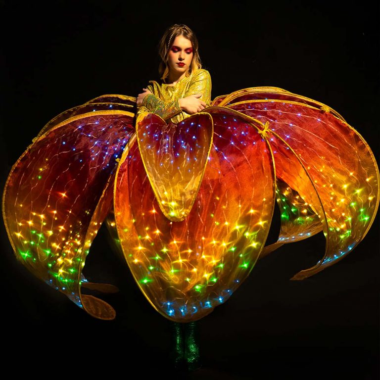 LED Glow-in-the-Dark Flower Dress for Artist Performances