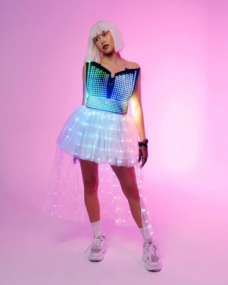 Rave led light up Dress with Screen Belt for dancing ETERE