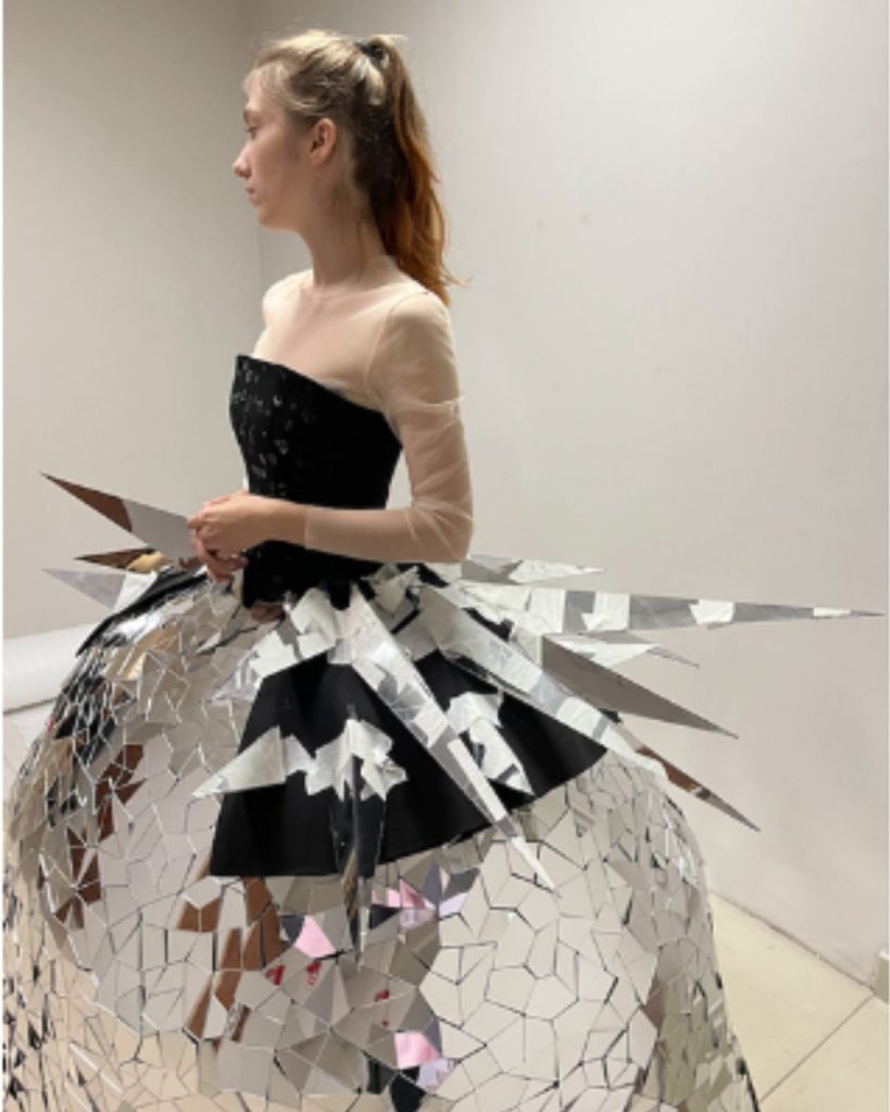 Mirror-skirt-and-a-basque-decorated-with-glass-spikes-and-mirrors