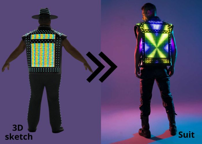 Studded LED biker vest with animation screen