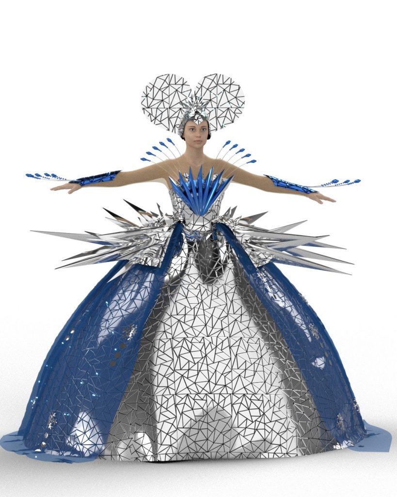 The Snow Queen’s mirror costume with silver and blue mirror tiles by ETEREshop