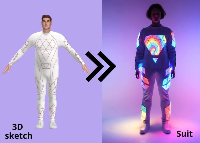 gymnastic suit with LED screens