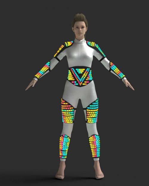 3d model of an acrobatic glowing costume