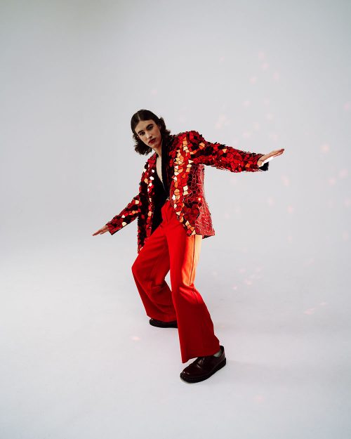 Red Sequin Costume Jacket Mens Adult Jazz Dance Showbiz