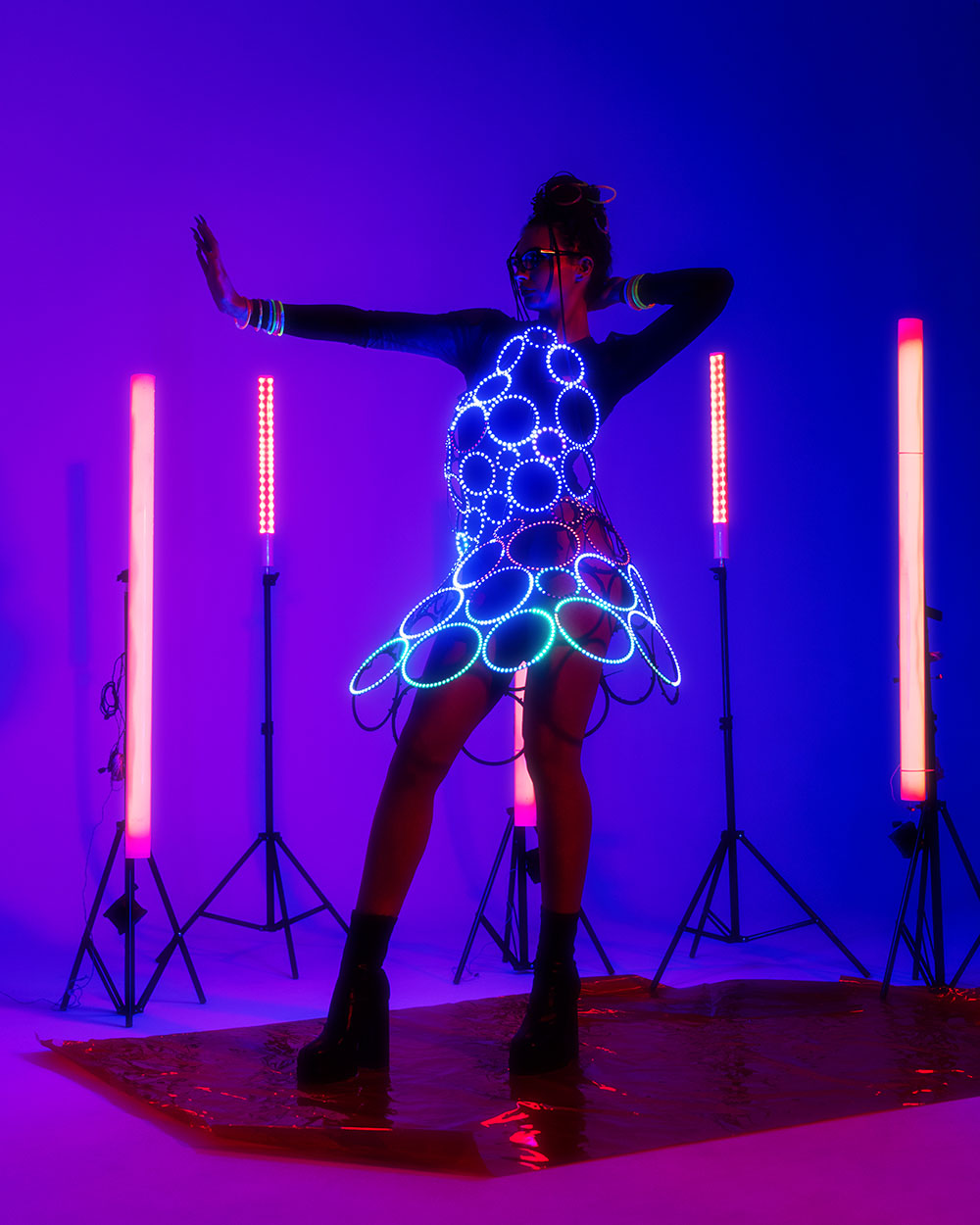 Rave Outfit Smart LED Dress with a Light Up Belt by ETERESHOP_H43-1