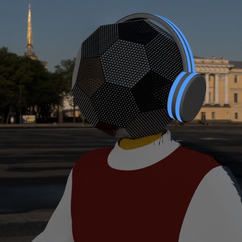 Helmet design in dark lighting to show how the LEDs on the headphones will work