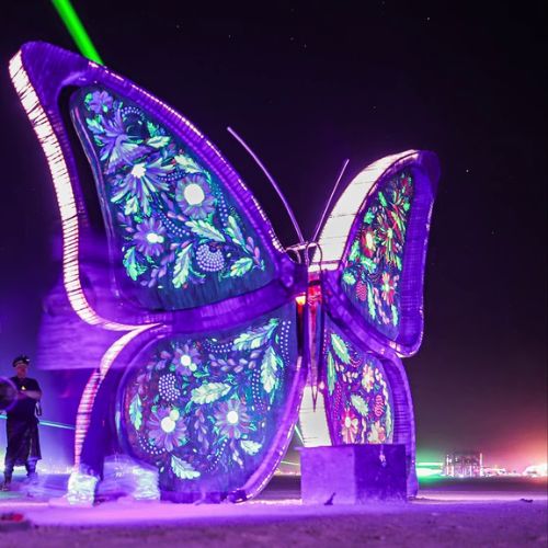 LED-outdoor-installation in the form of a butterfly