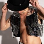 mirror disco ball cowboy costume jacket and hat