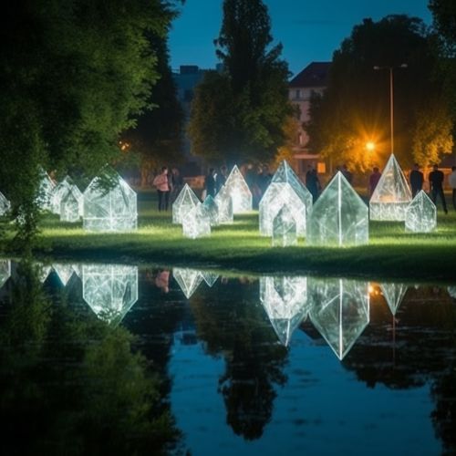 outdoor crystal installation with leds