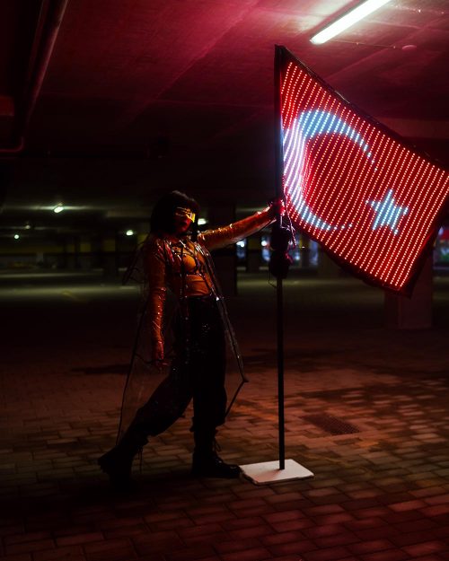 huge flag with LEDs