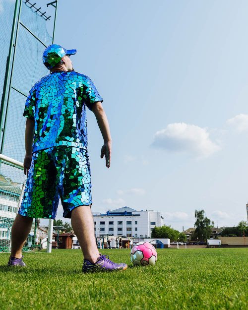 mirror green soccer suit