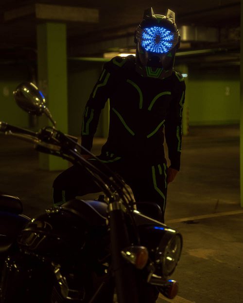 motorcycle helmet with LEDs for DJs party festivals dancers festivals
