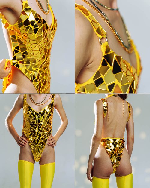 yellow mirror body for dancer