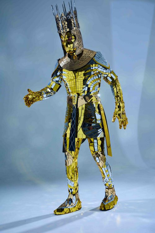 gold men's mirror suit