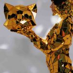 mirror gold cat costume