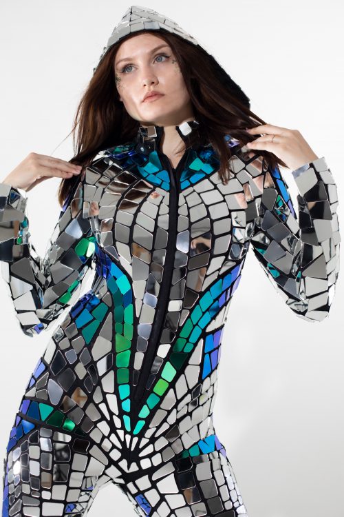 silver mirrored flex suit